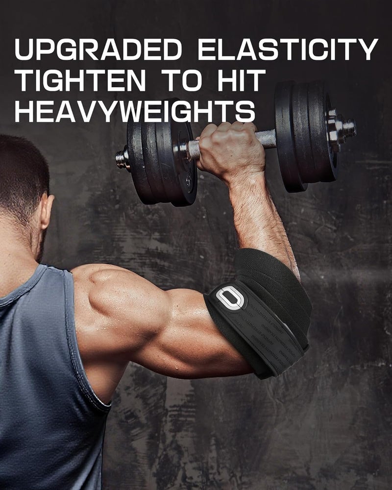 Jaffick Elbow Wraps for Weightlifting (1 Pair) - Double-Layer Reinforced 40'' Elastic Elbow Brace Compression Strap & Gym Joint Support Brace - for Bench Press, Powerlifting, and Pressing - Image 4